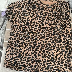 Aerie Leopard Print Top - Black and Tan